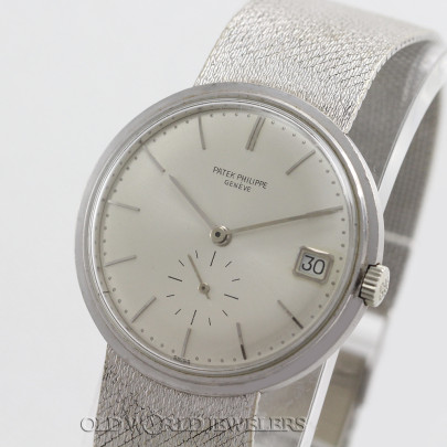 Patek Philippe 18K White Gold Vintage Calatrava Ref 3445 Silver Dial